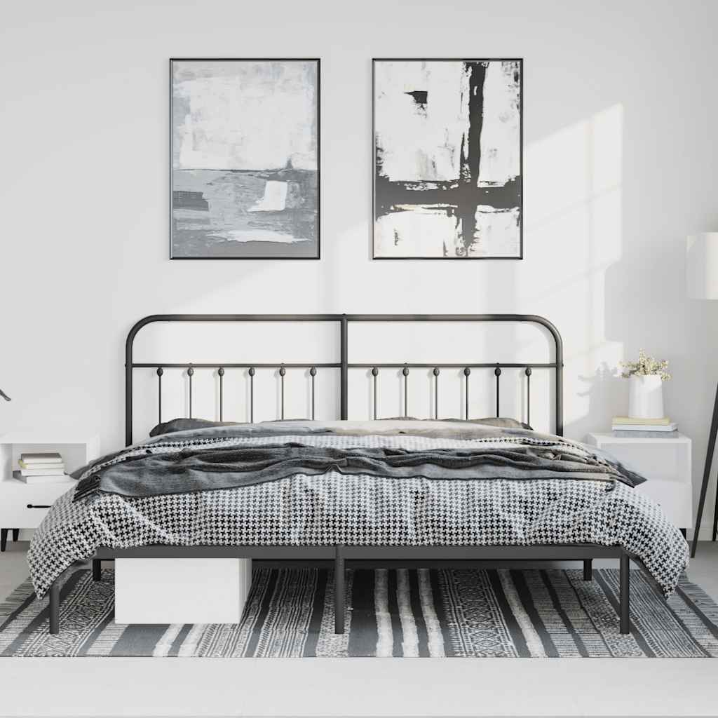 sengeramme med sengegavl 183x213 cm metal sort