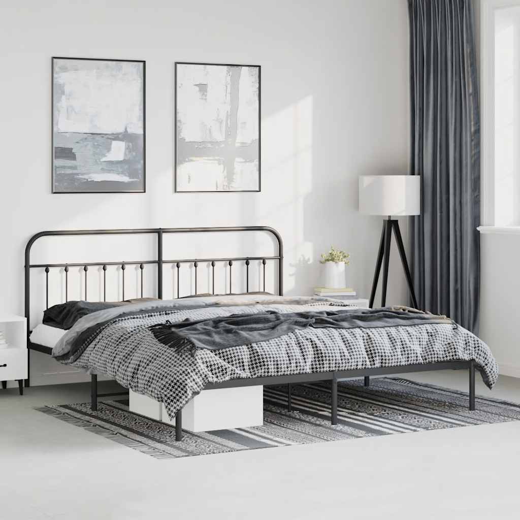sengeramme med sengegavl 193x203 cm metal sort