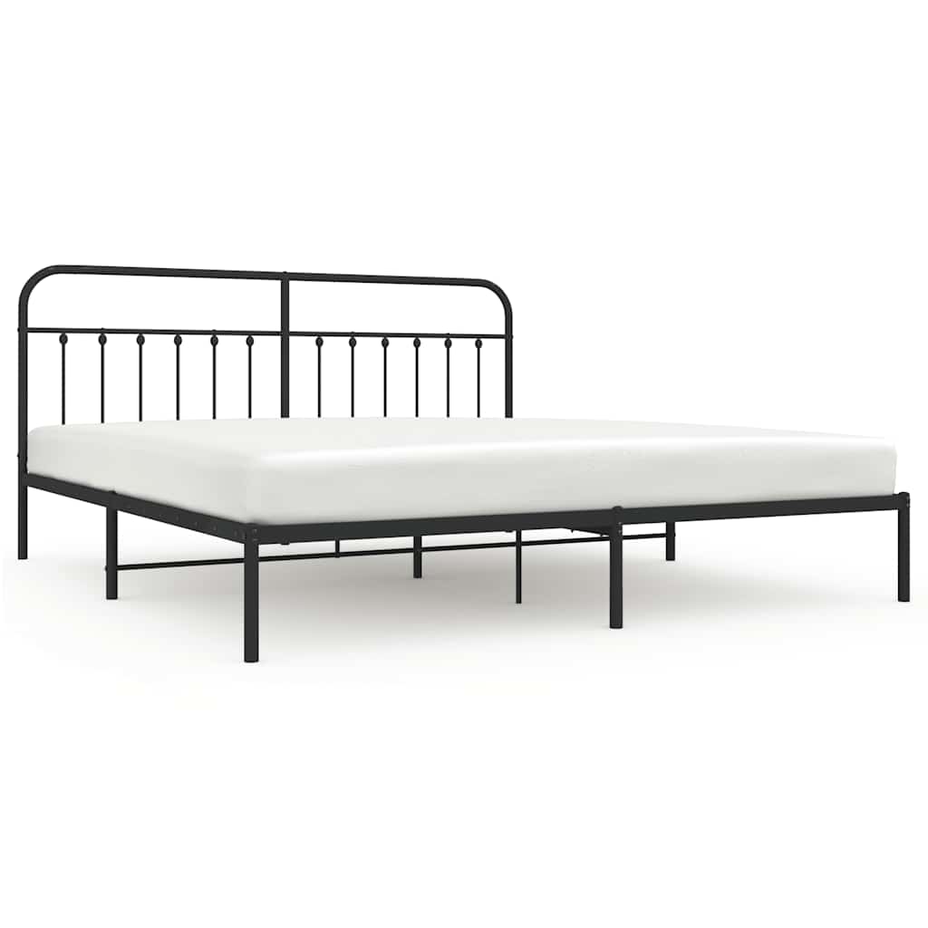 sengeramme med sengegavl 200x200 cm metal sort