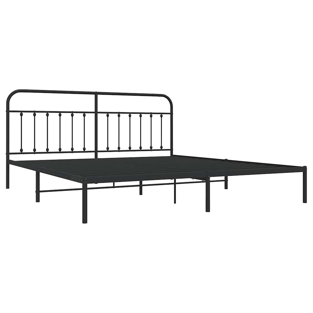 sengeramme med sengegavl 200x200 cm metal sort