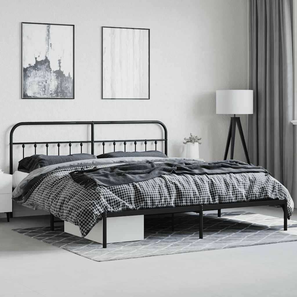 sengeramme med sengegavl 200x200 cm metal sort