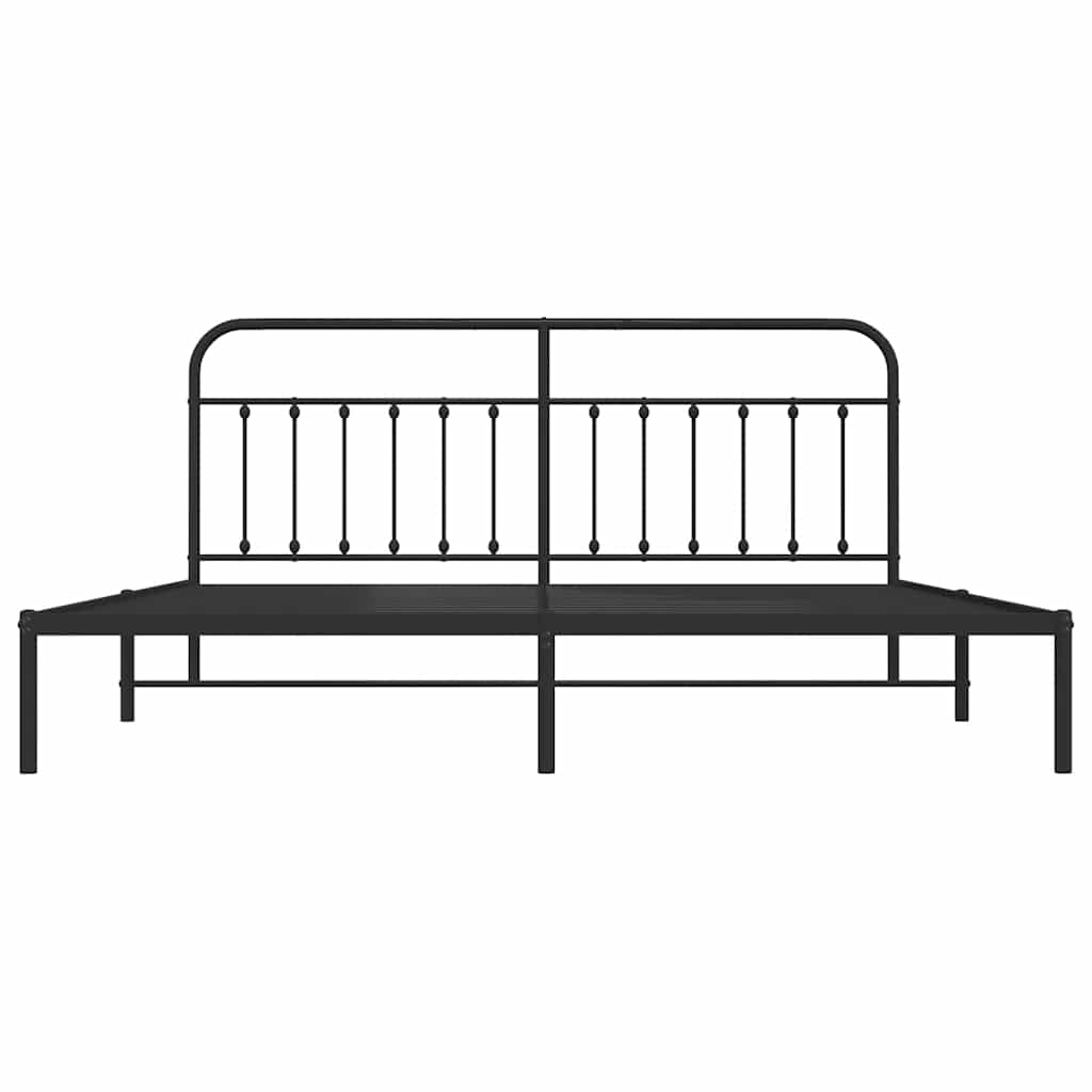 sengeramme med sengegavl 200x200 cm metal sort