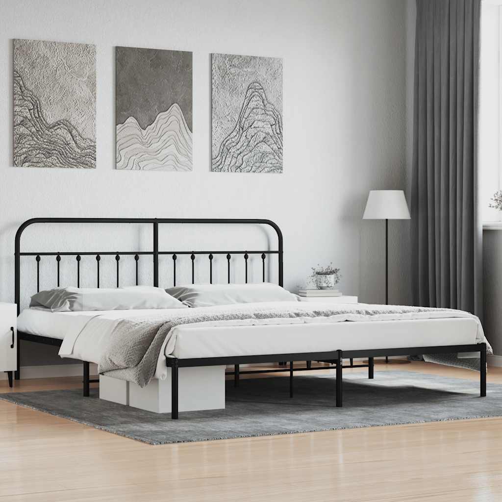 sengeramme med sengegavl 200x200 cm metal sort