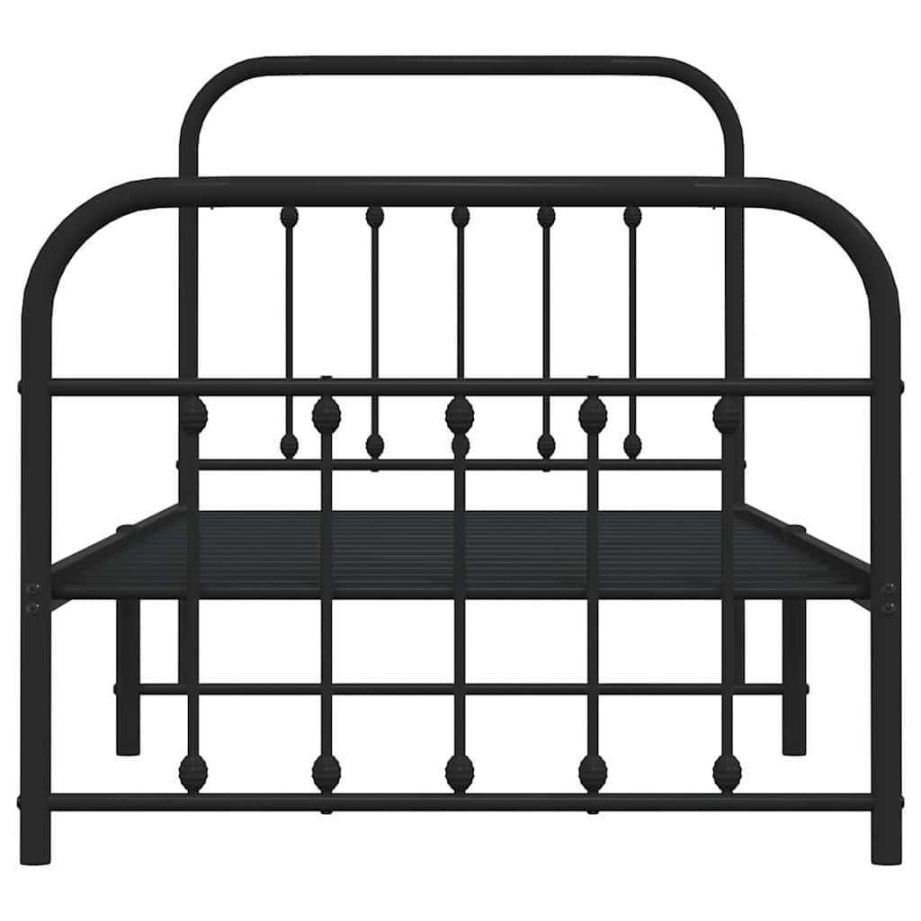 sengeramme med sengegavl og fodgærde 90x190 cm metal sort