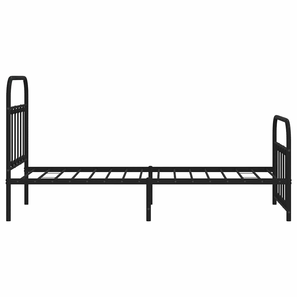 sengeramme med sengegavl og fodgærde 90x190 cm metal sort