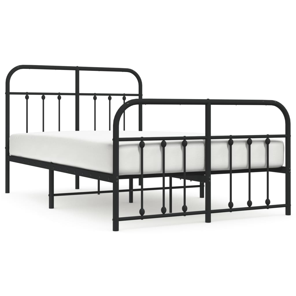 sengeramme med sengegavl og fodgærde 120x190 cm metal sort