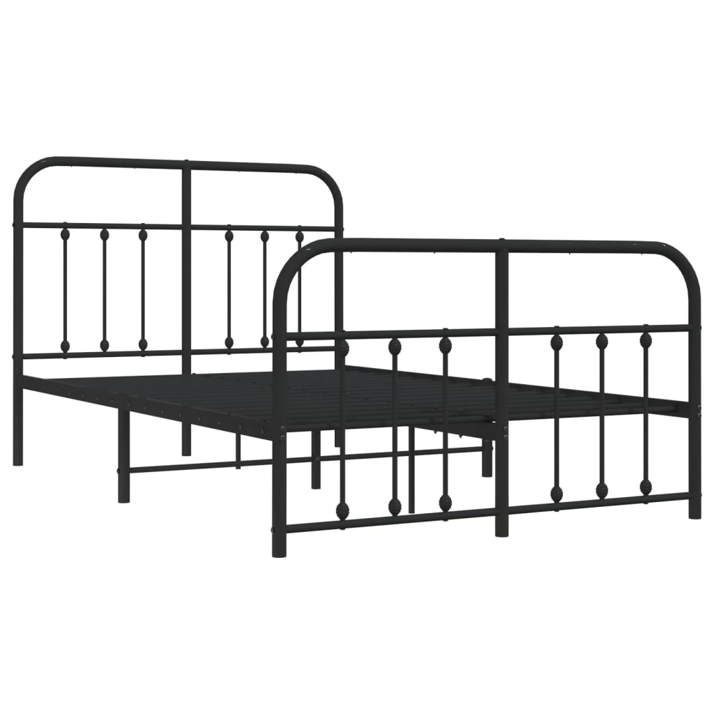 sengeramme med sengegavl og fodgærde 120x190 cm metal sort