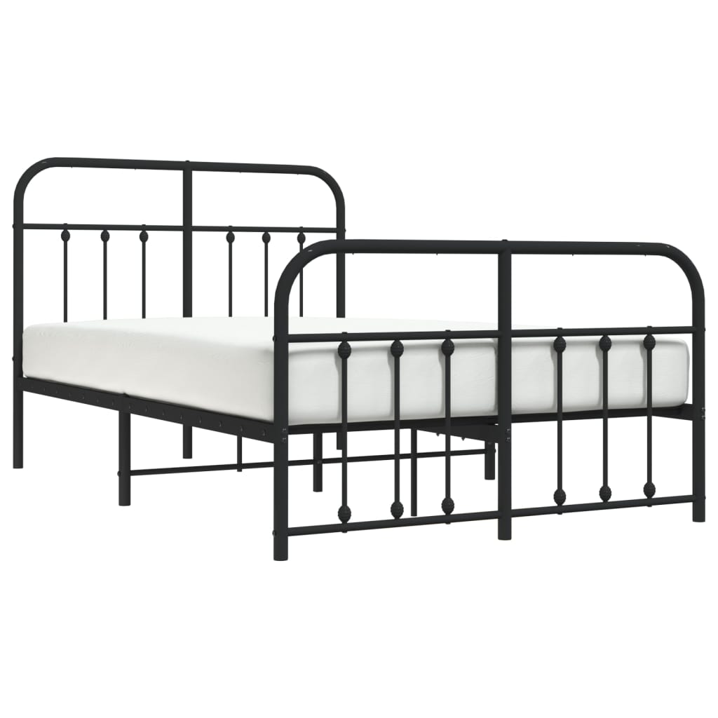 sengeramme med sengegavl og fodgærde 120x190 cm metal sort