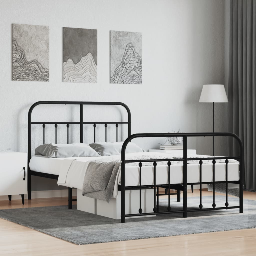 sengeramme med sengegavl og fodgærde 120x190 cm metal sort