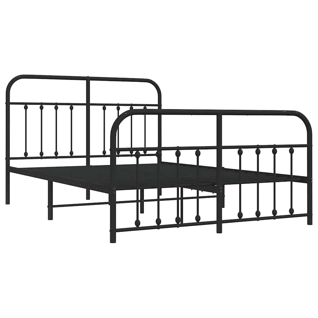 sengeramme med sengegavl og fodgærde 135x190 cm metal sort