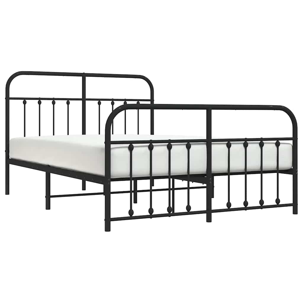 sengeramme med sengegavl og fodgærde 135x190 cm metal sort