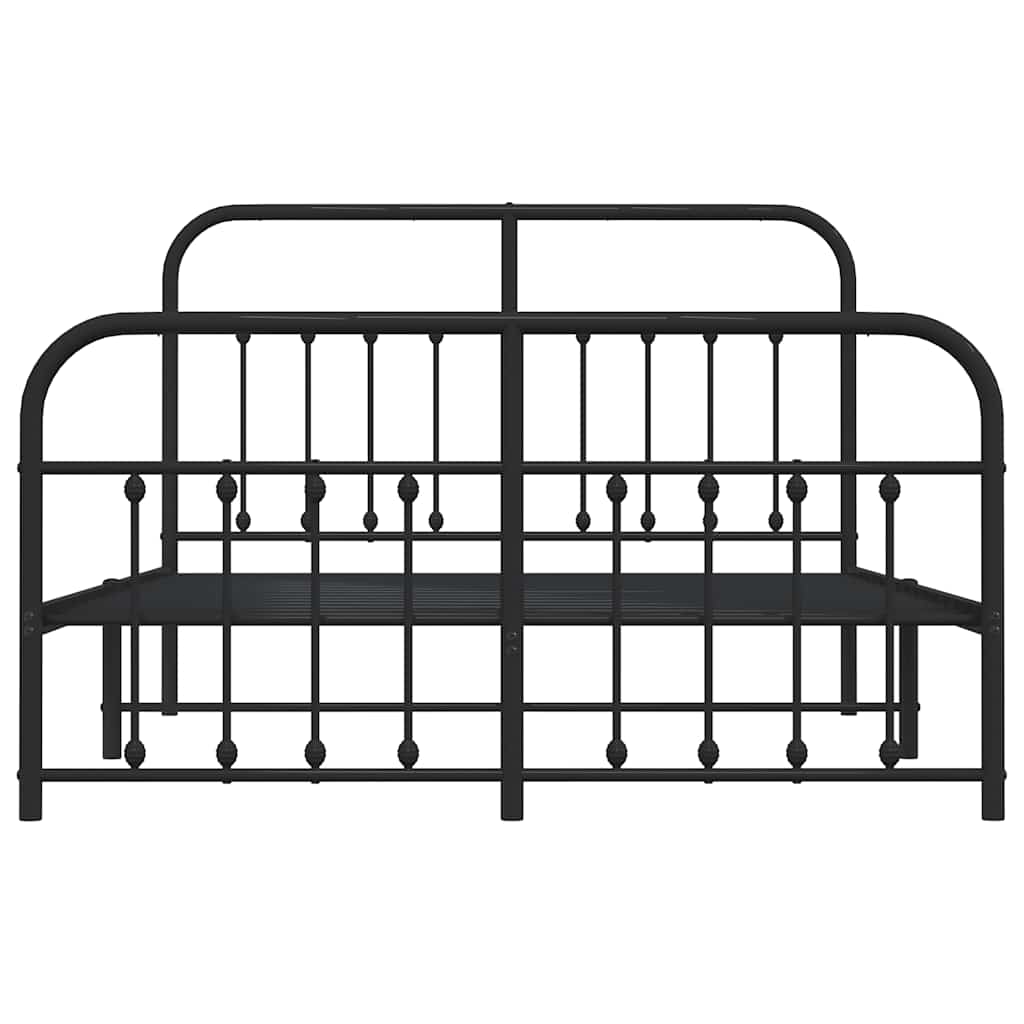 sengeramme med sengegavl og fodgærde 135x190 cm metal sort