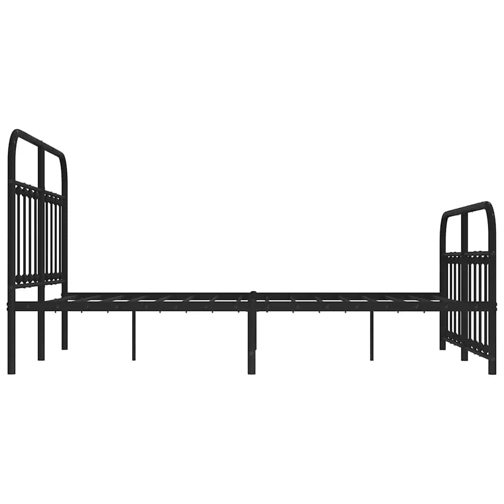 sengeramme med sengegavl og fodgærde 135x190 cm metal sort