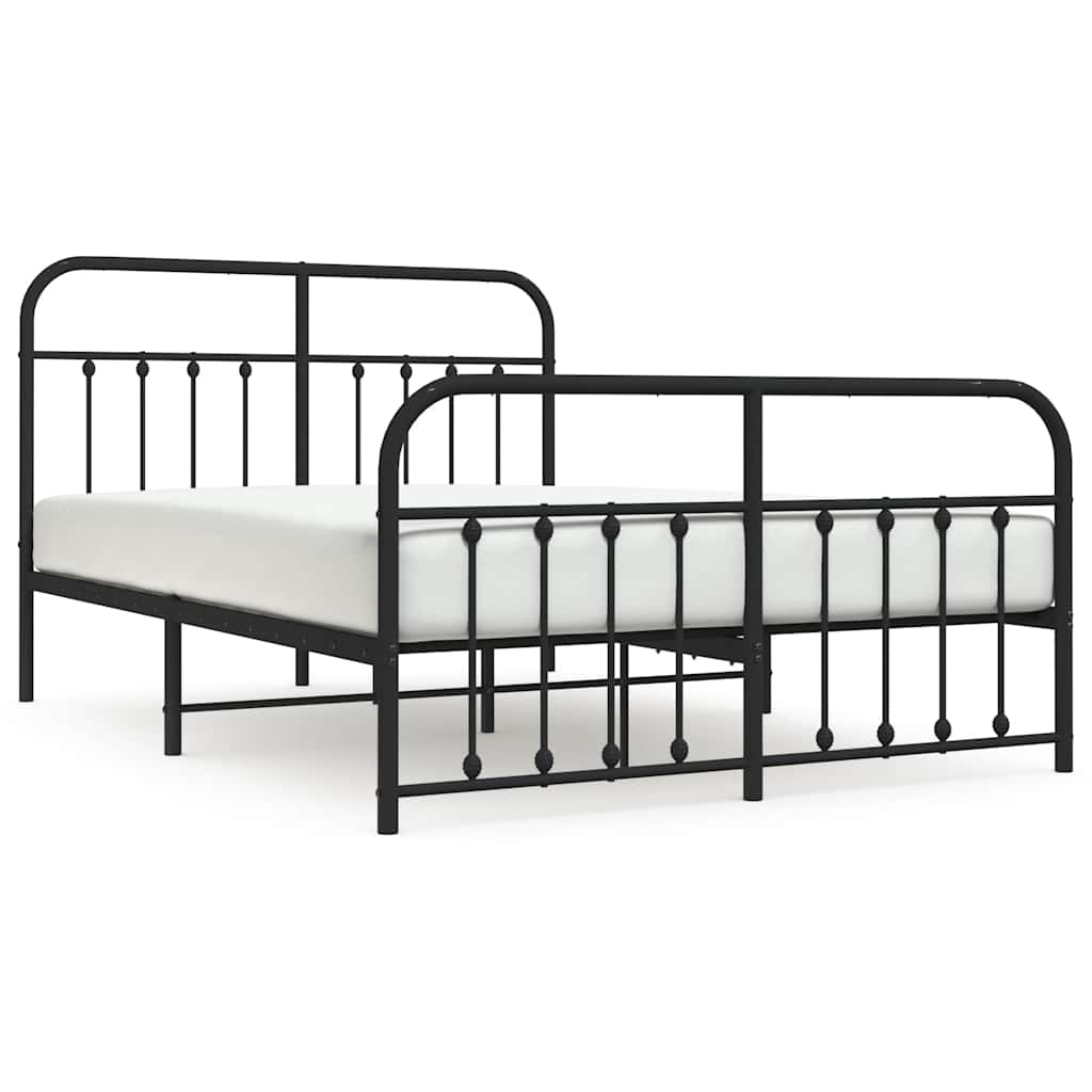 sengeramme med sengegavl og fodgærde 150x200 cm metal sort