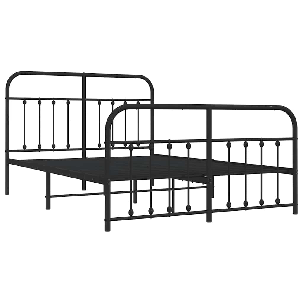 sengeramme med sengegavl og fodgærde 150x200 cm metal sort