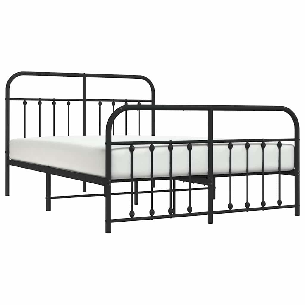 sengeramme med sengegavl og fodgærde 150x200 cm metal sort