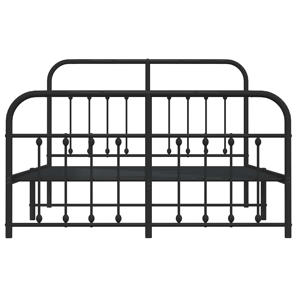 sengeramme med sengegavl og fodgærde 150x200 cm metal sort