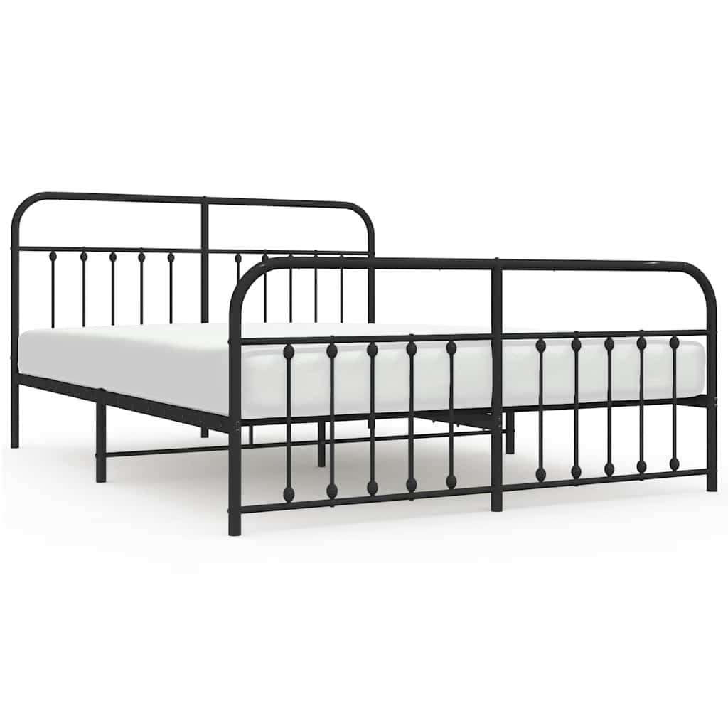 sengeramme med sengegavl og fodgærde 183x213 cm metal sort