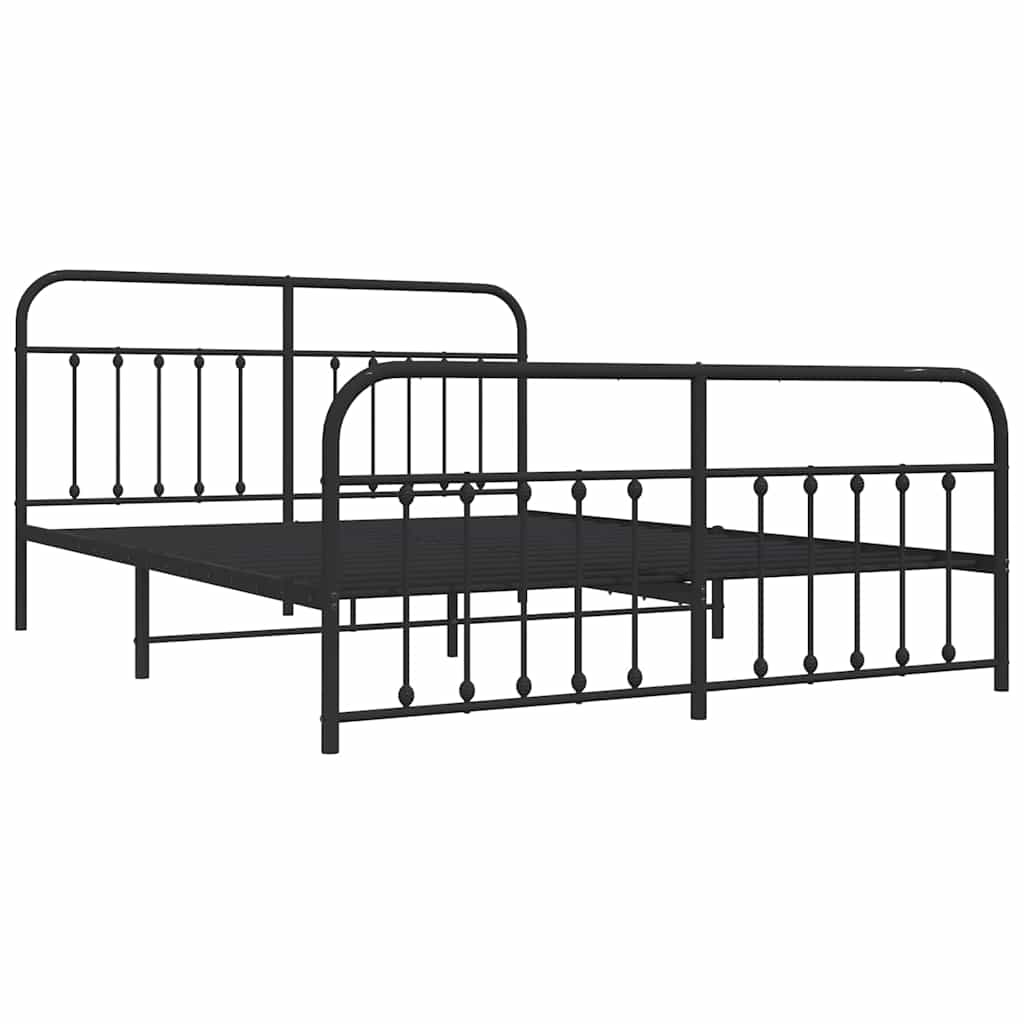 sengeramme med sengegavl og fodgærde 183x213 cm metal sort