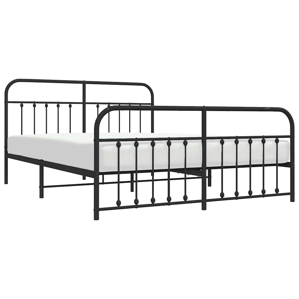 sengeramme med sengegavl og fodgærde 183x213 cm metal sort