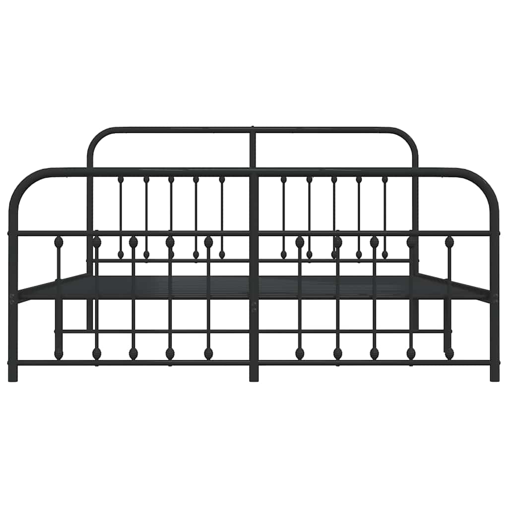 sengeramme med sengegavl og fodgærde 183x213 cm metal sort