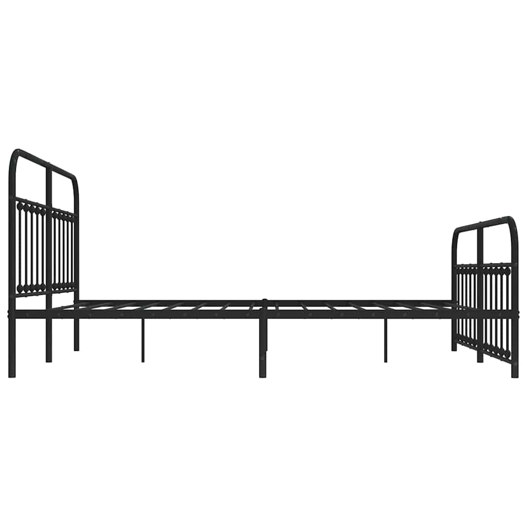 sengeramme med sengegavl og fodgærde 183x213 cm metal sort
