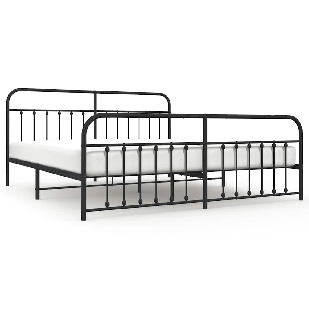 sengeramme med sengegavl og fodgærde 193x203 cm metal sort