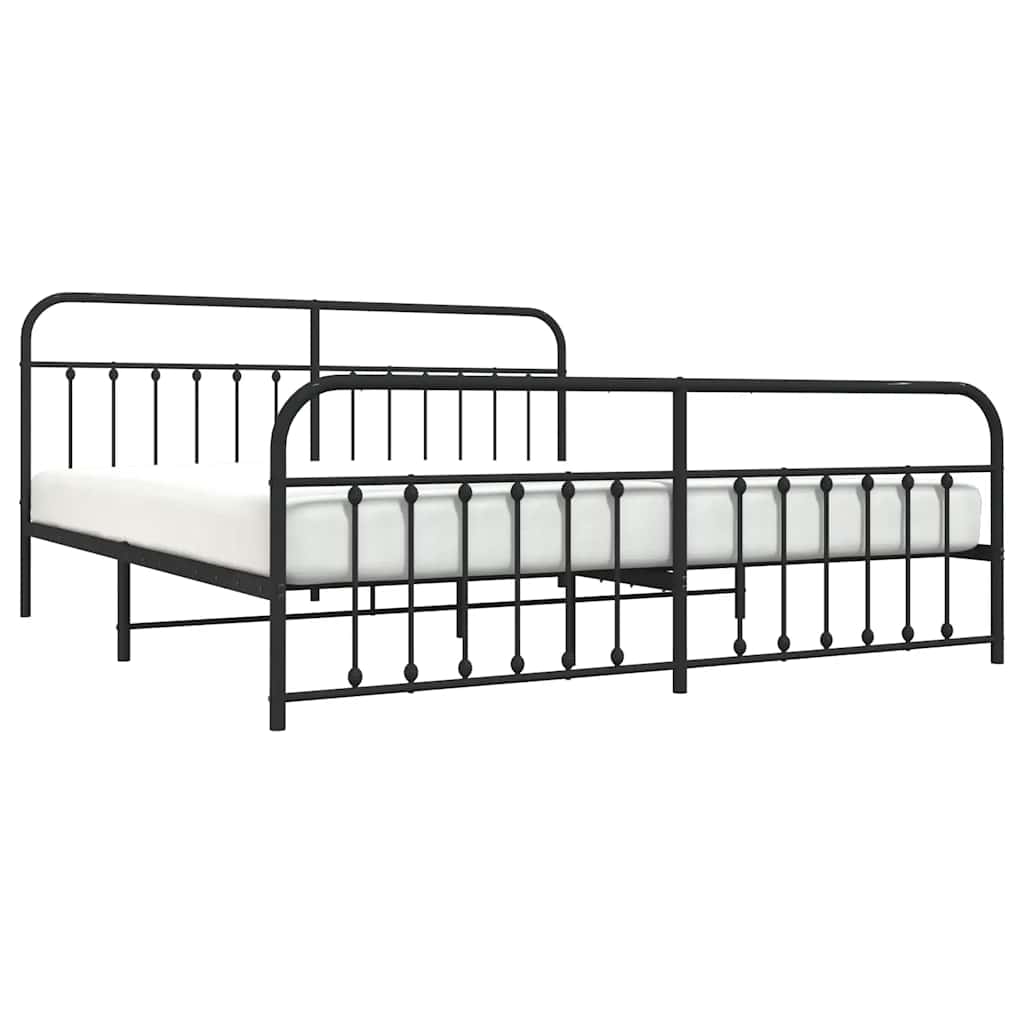 sengeramme med sengegavl og fodgærde 193x203 cm metal sort