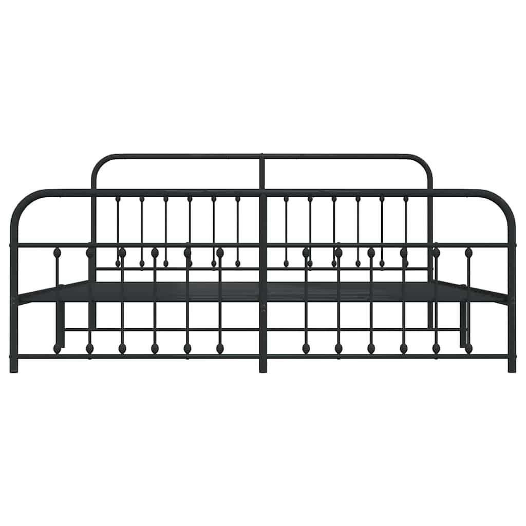 sengeramme med sengegavl og fodgærde 193x203 cm metal sort