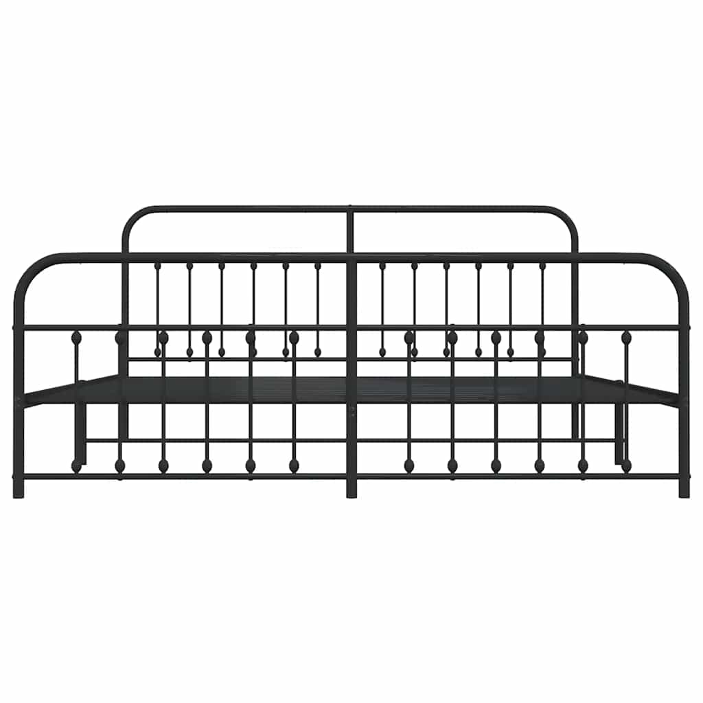 sengeramme med sengegavl og fodgærde 200x200 cm metal sort