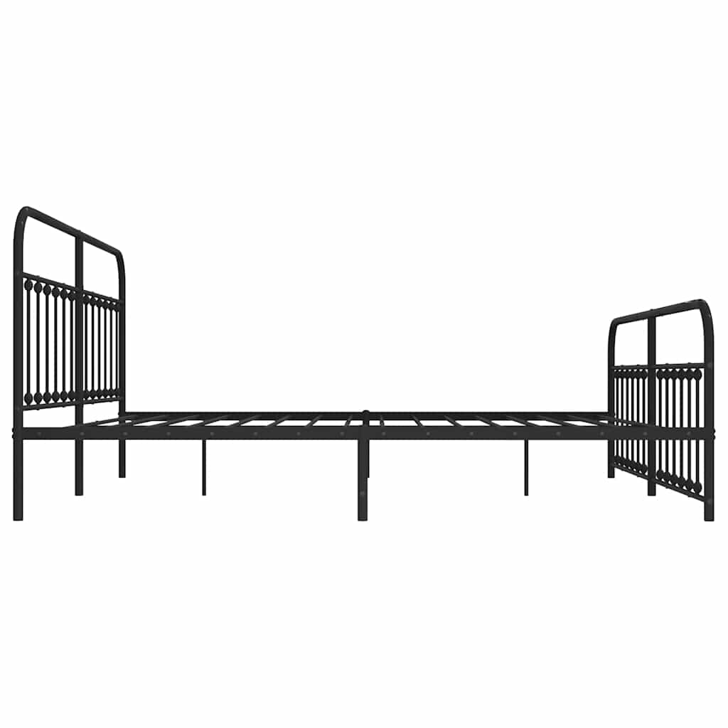 sengeramme med sengegavl og fodgærde 200x200 cm metal sort