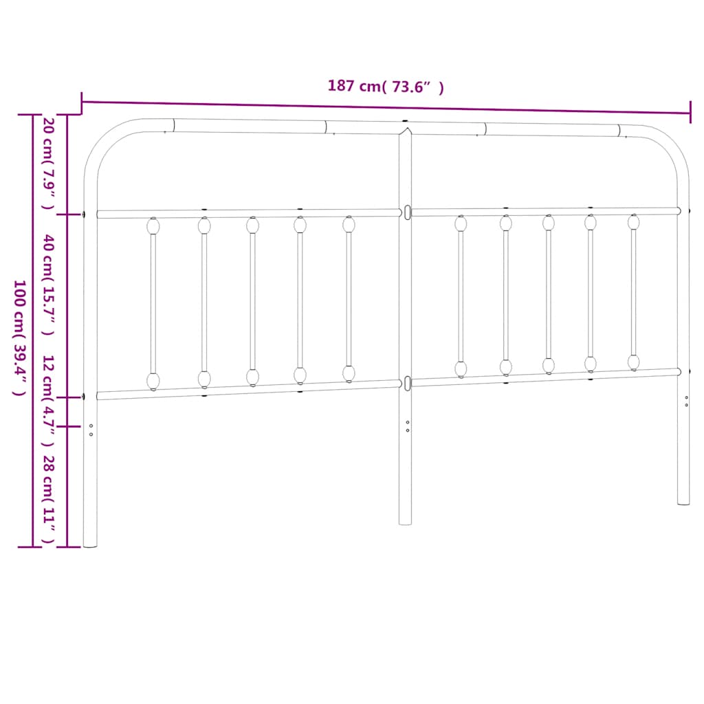 udskiftningsgavl 180 cm metal sort