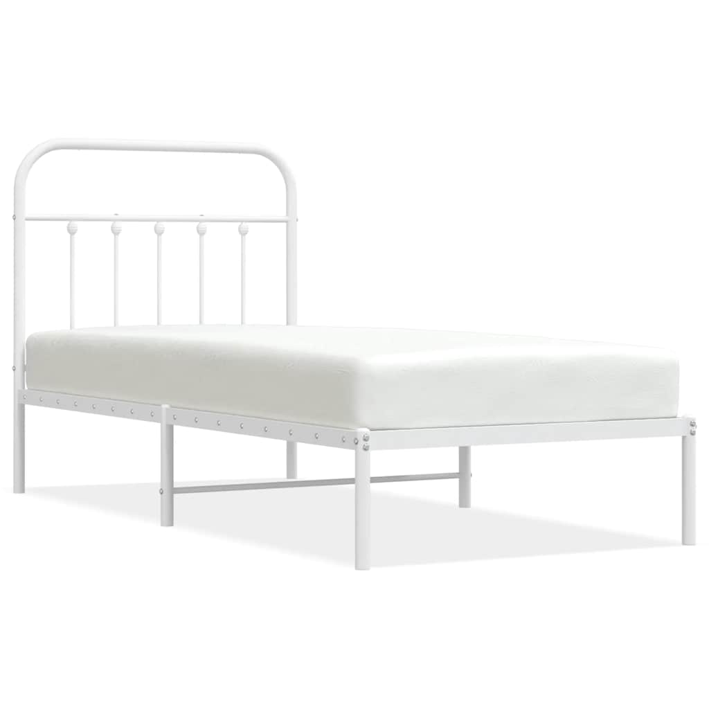 sengeramme med sengegavl 90x190 cm metal hvid