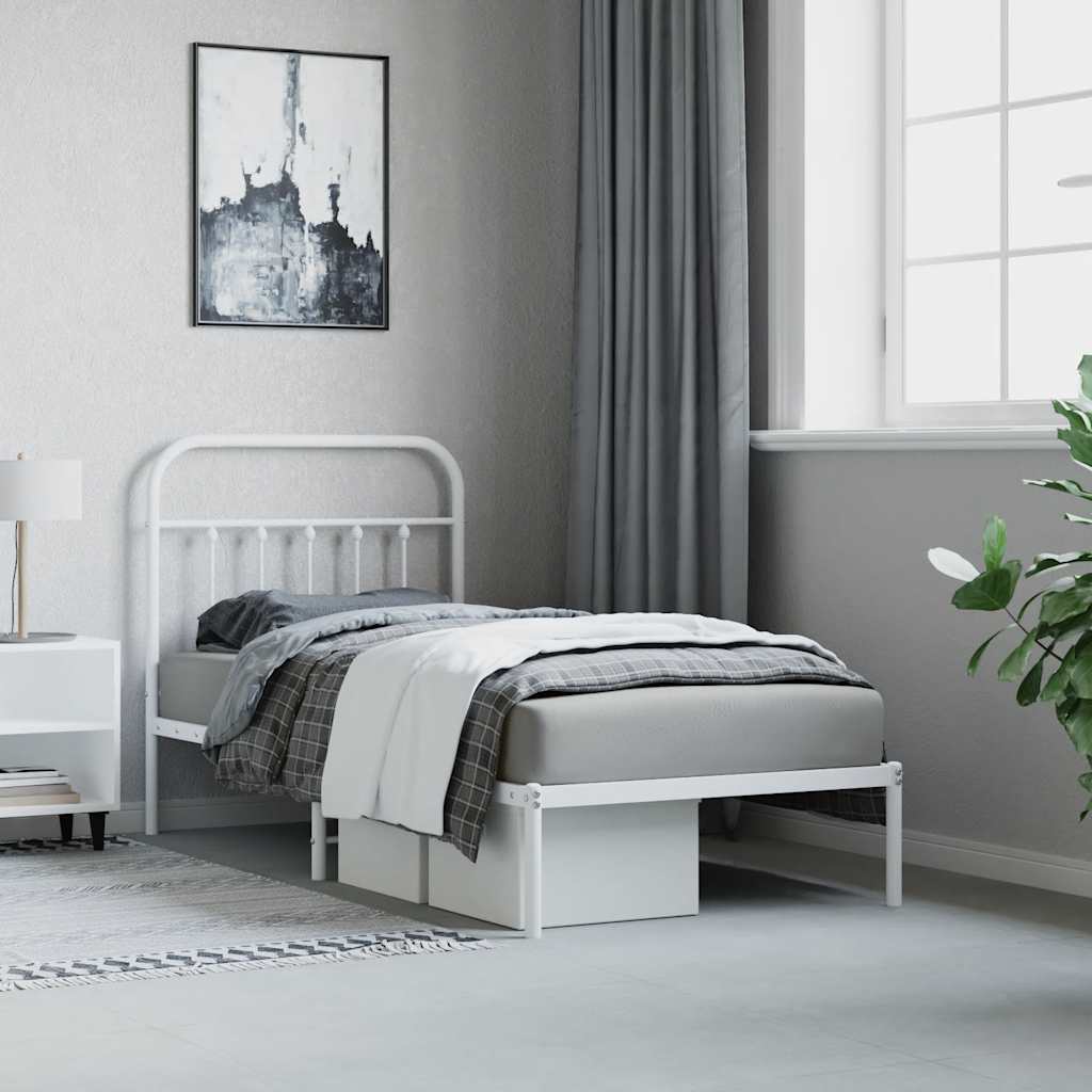 sengeramme med sengegavl 90x190 cm metal hvid