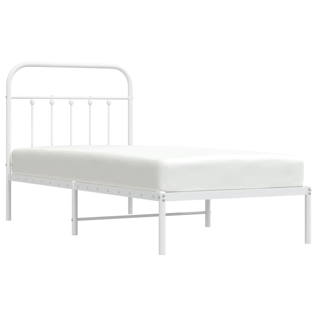 sengeramme med sengegavl 90x190 cm metal hvid