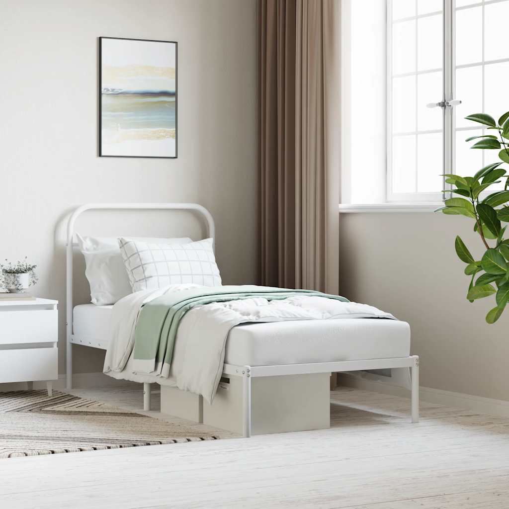 sengeramme med sengegavl 90x190 cm metal hvid