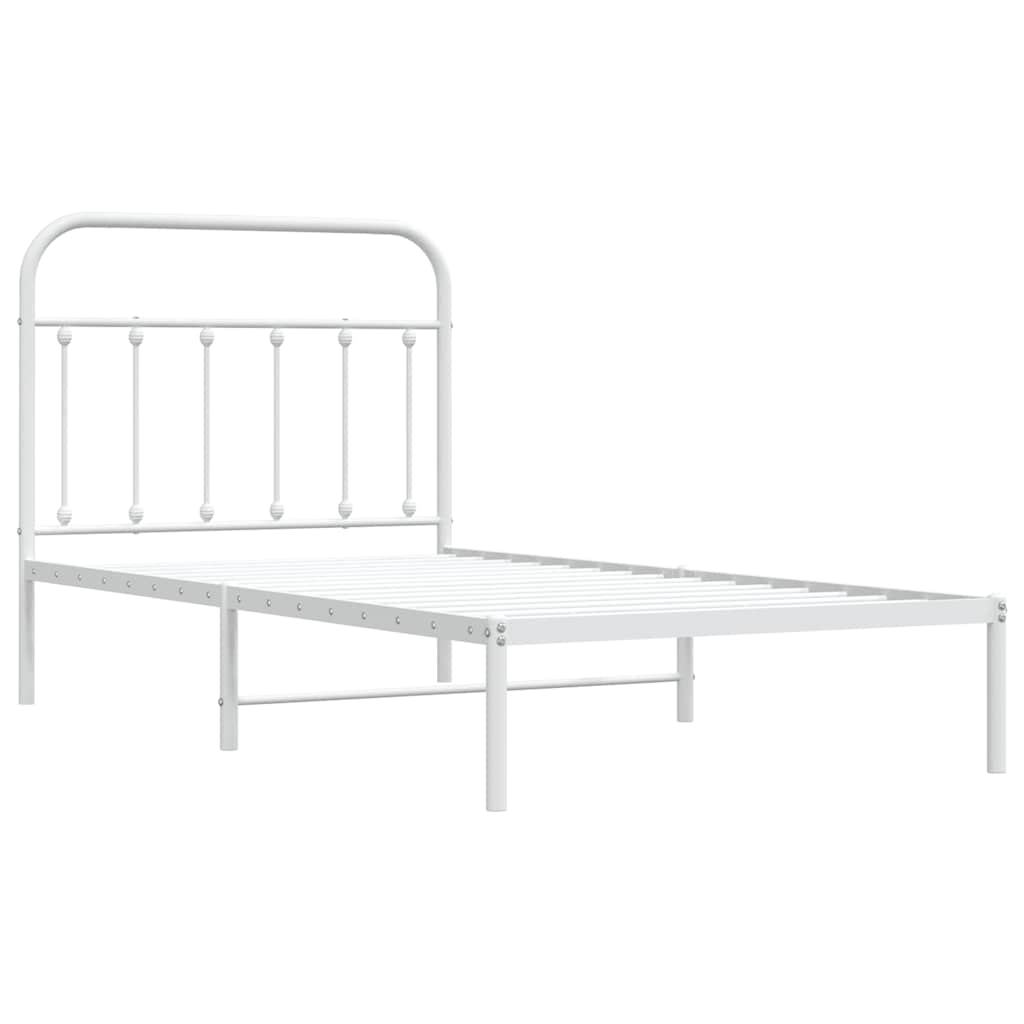 sengeramme med sengegavl 100x190 cm metal hvid