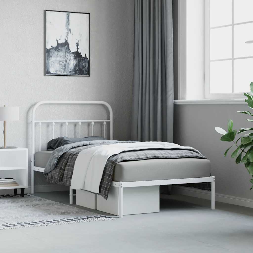 sengeramme med sengegavl 100x190 cm metal hvid
