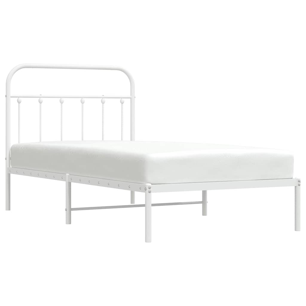 sengeramme med sengegavl 100x190 cm metal hvid