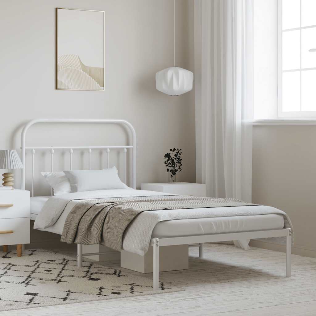 sengeramme med sengegavl 100x190 cm metal hvid