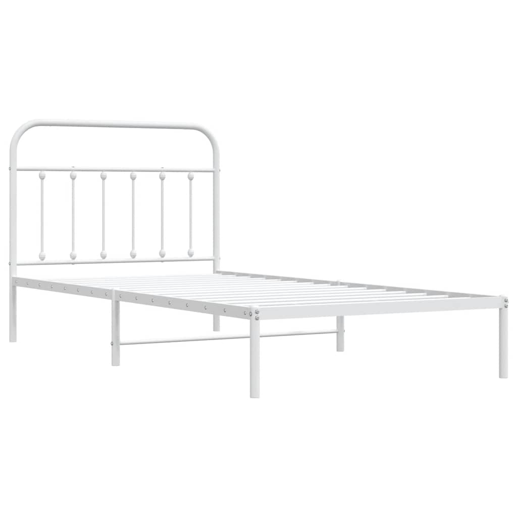 sengeramme med sengegavl 100x200 cm metal hvid