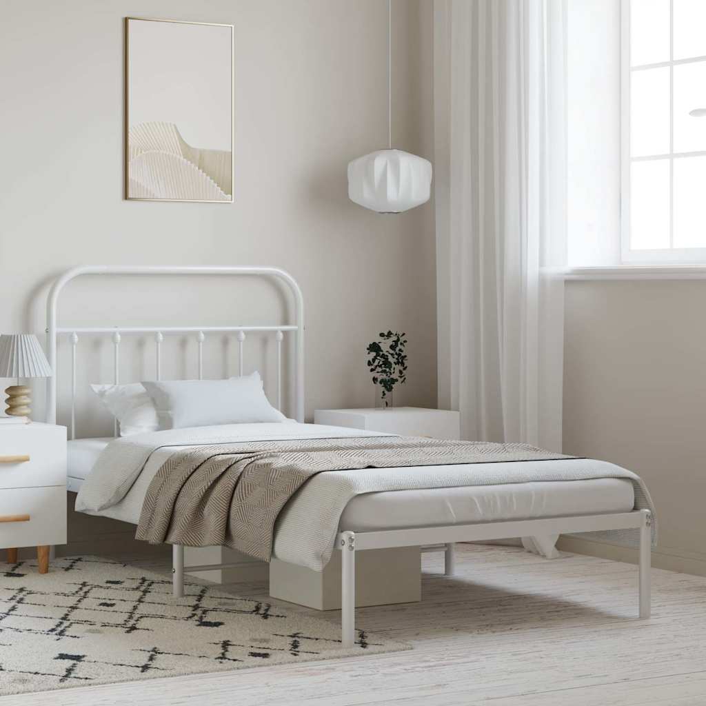 sengeramme med sengegavl 100x200 cm metal hvid