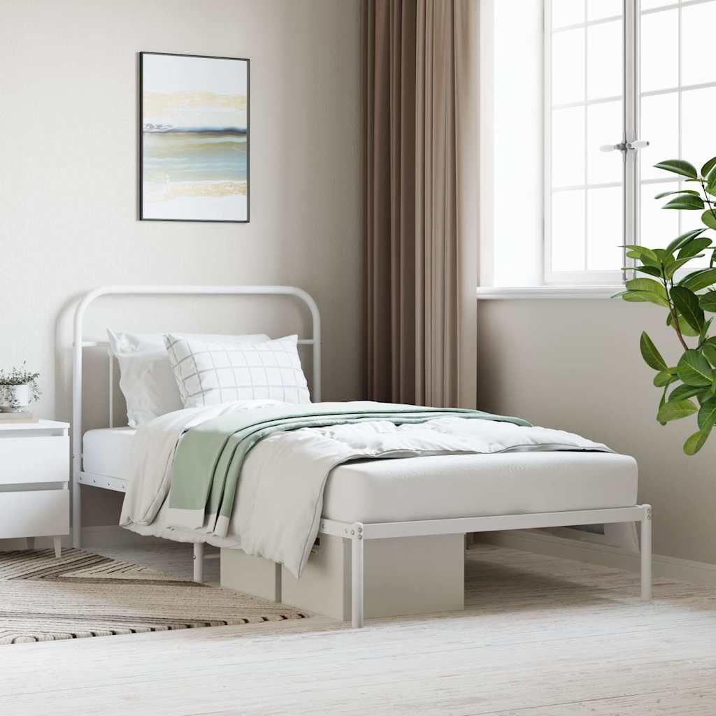 sengeramme med sengegavl 107x203 cm metal hvid