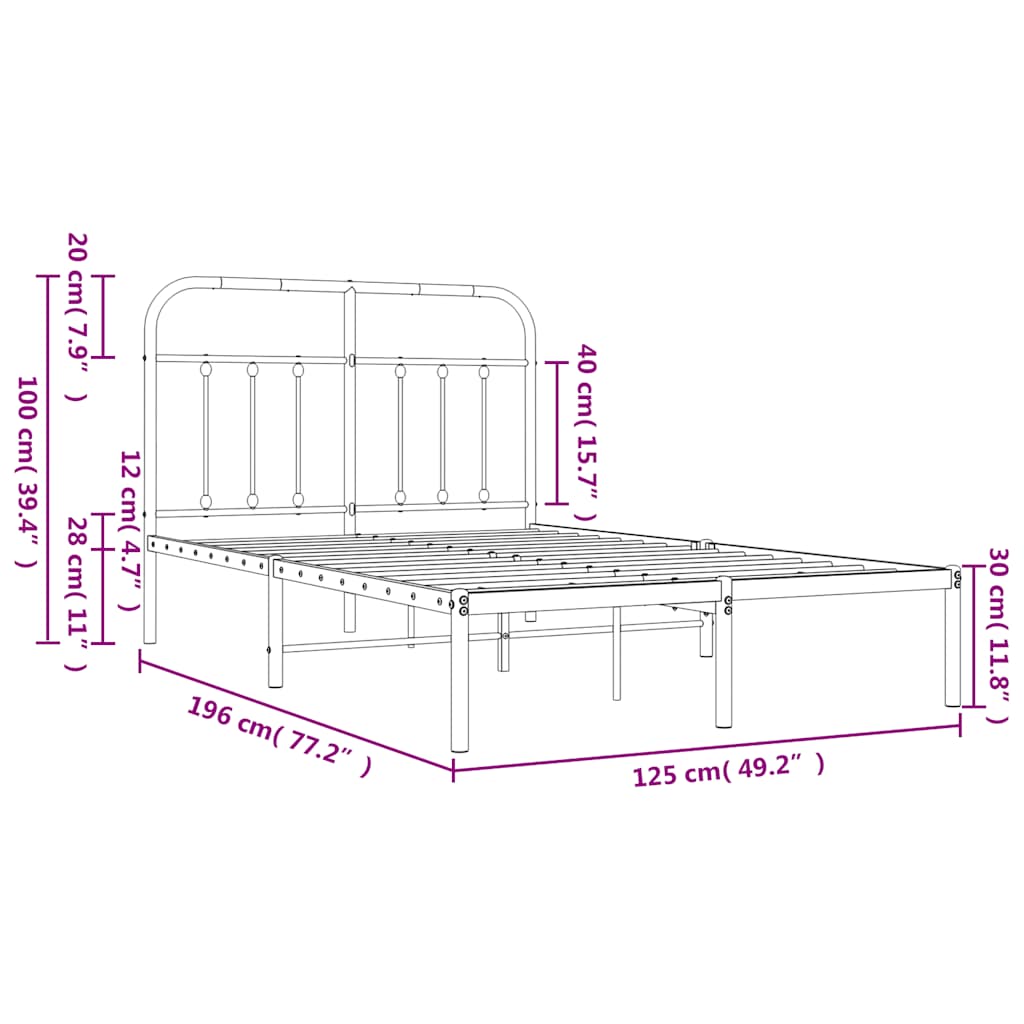 sengeramme med sengegavl 120x190 cm metal hvid