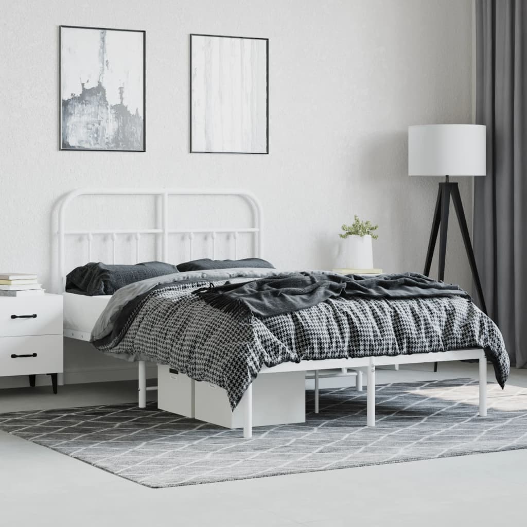 sengeramme med sengegavl 120x200 cm metal hvid