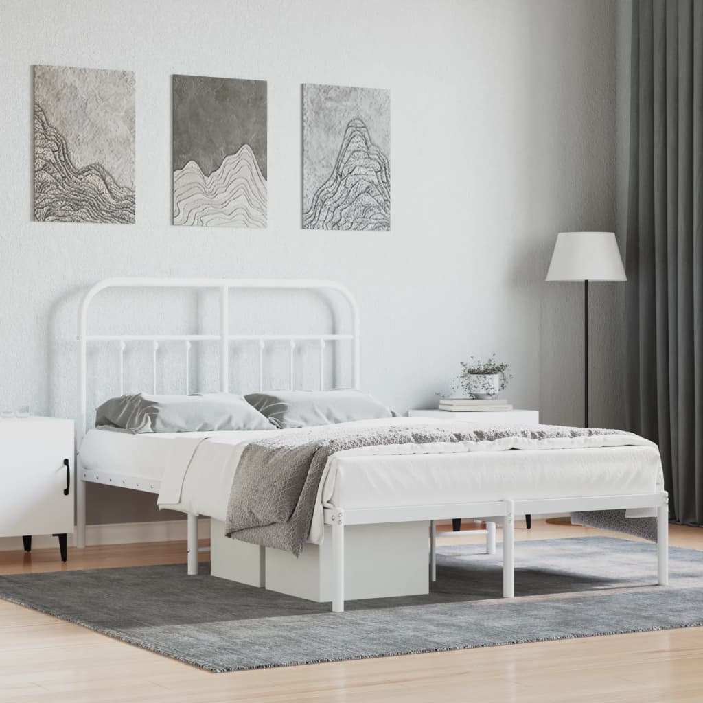sengeramme med sengegavl 120x200 cm metal hvid