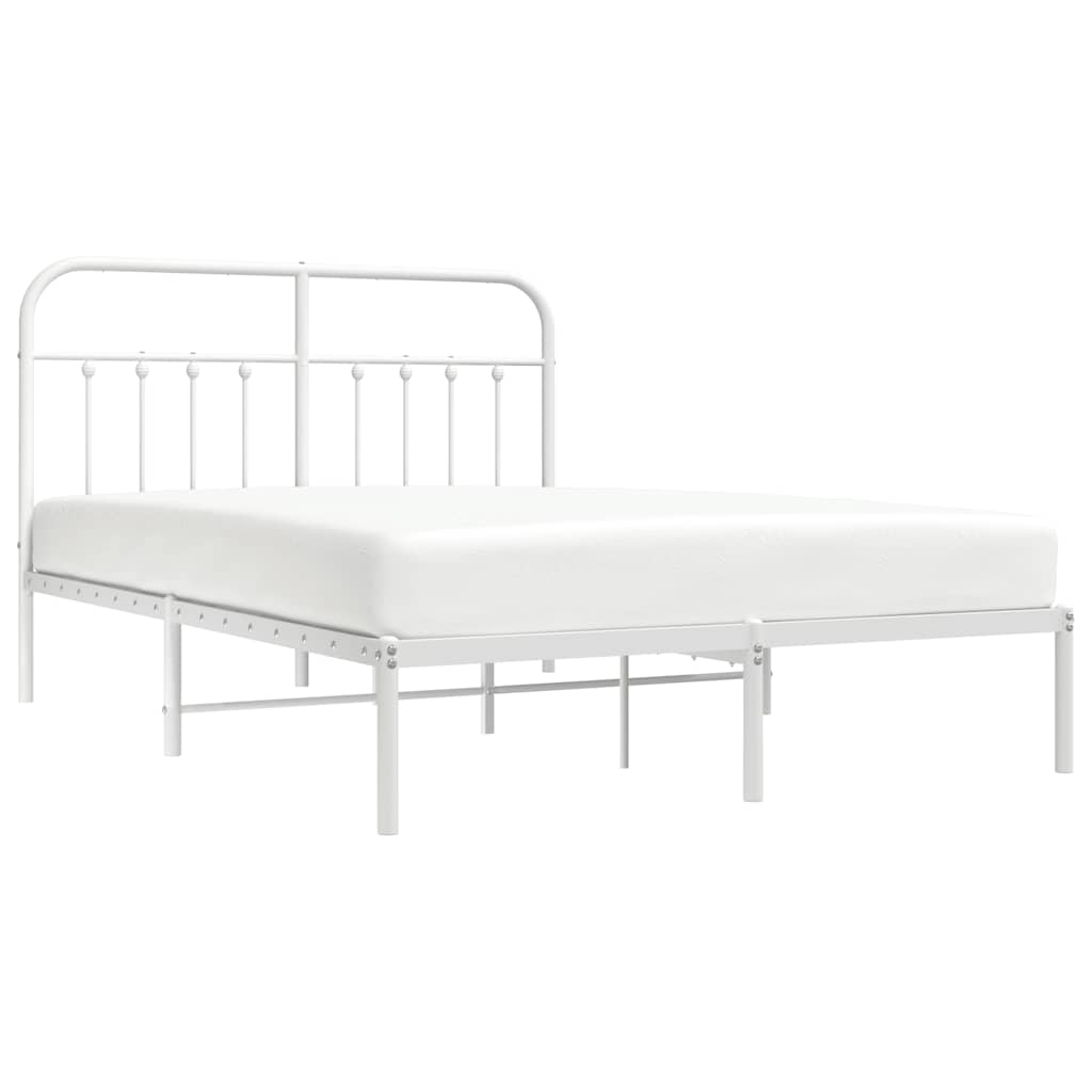 sengeramme med sengegavl 135x190 cm metal hvid