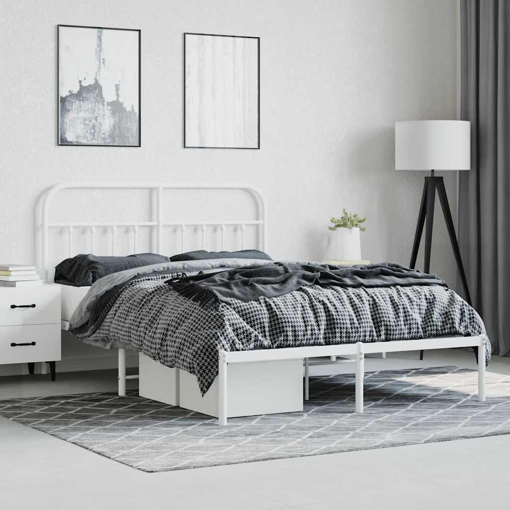 sengeramme med sengegavl 140x190 cm metal hvid