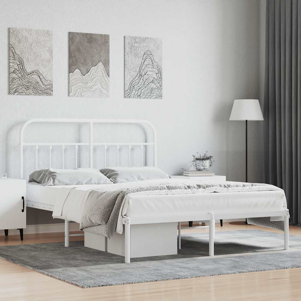 sengeramme med sengegavl 140x190 cm metal hvid