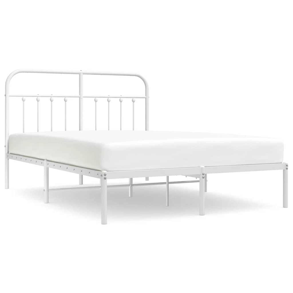 sengeramme med sengegavl 150x200 cm metal hvid